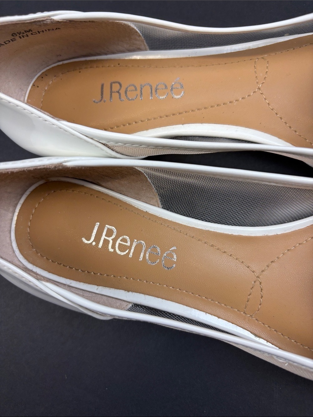 J.RENEE IVORY PEARL FLORAL MESH FLATS BRIDAL WEDDING DRESS SHOES SIZE 6.5 - Picture 2 of 8